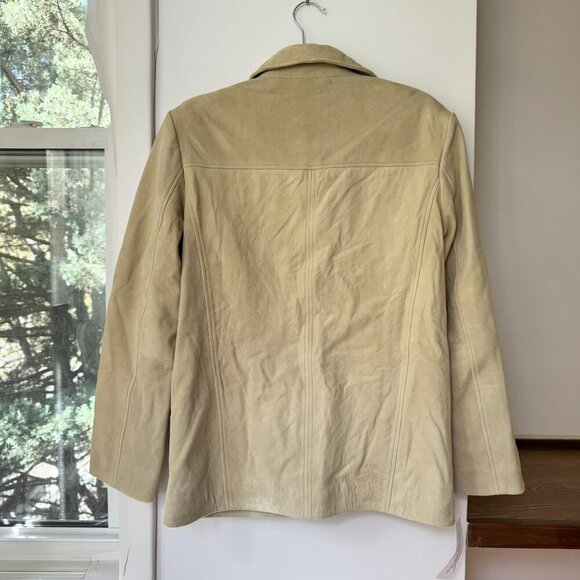 NWT Reformation Veda Lincoln Suede Shirt Jacket in Oat Distressed Tan Small - Picture 16 of 16